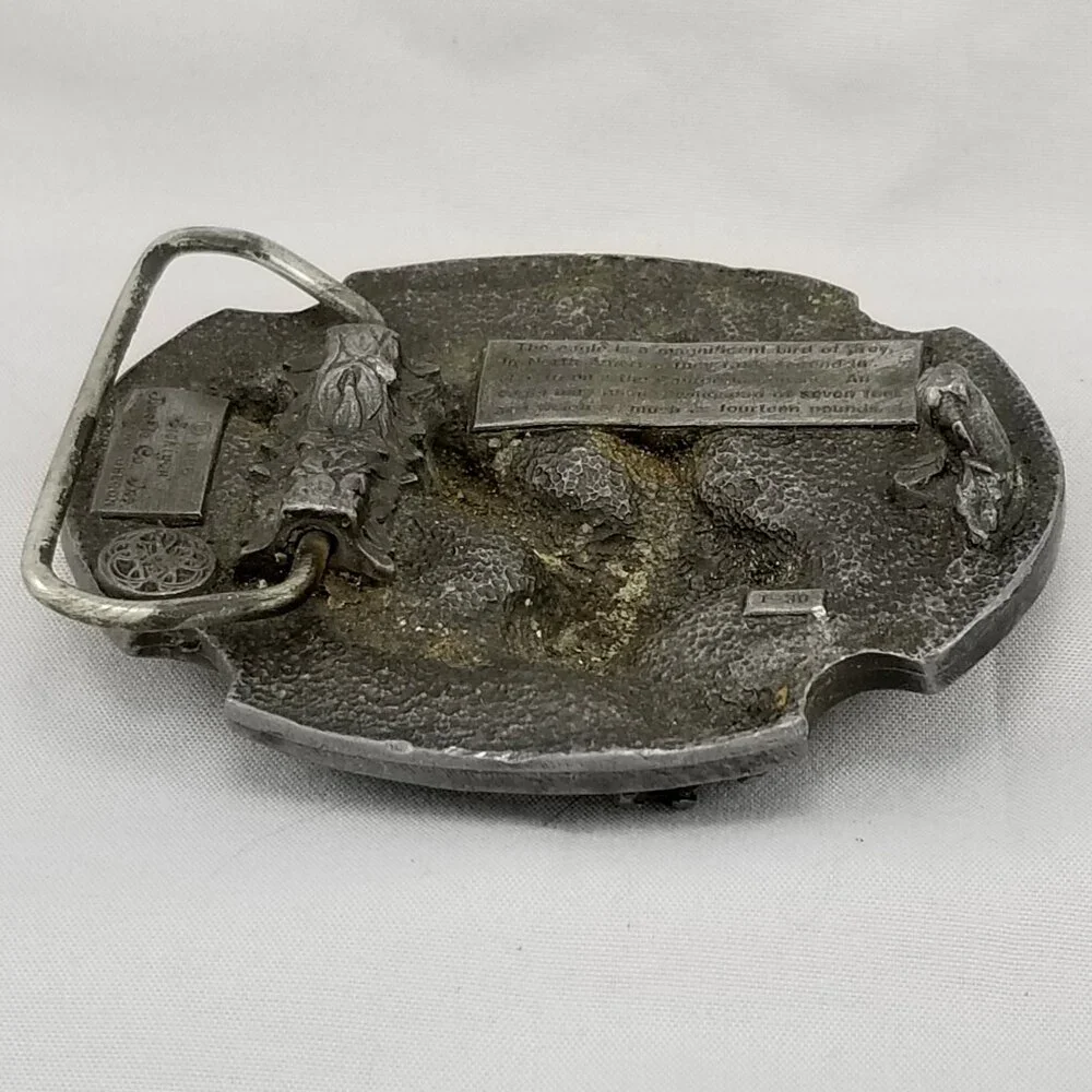 Eagle 1986 Siskiyou Pewter Belt Buckle Western USA Bird American Flag‎ Patriotic